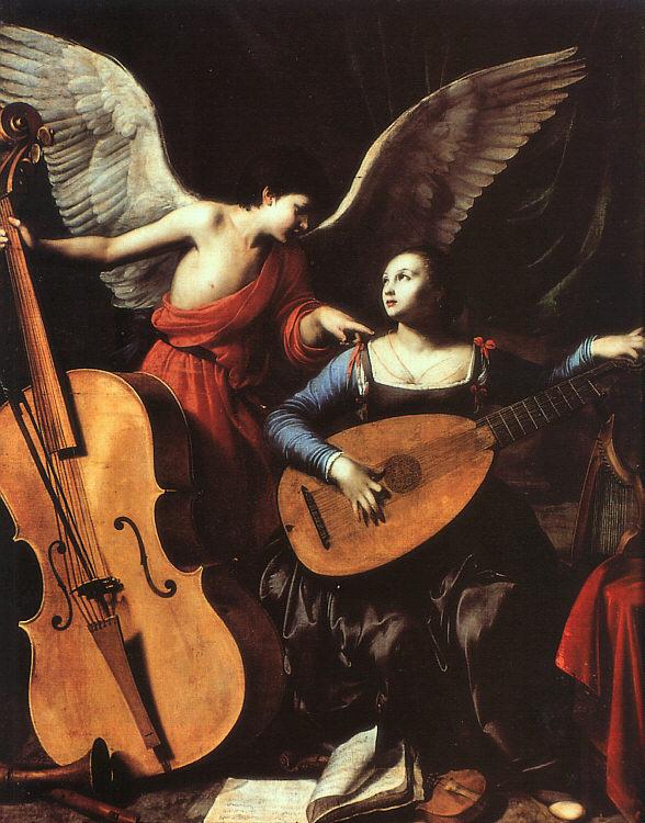 Carlo Saraceni St.Cecelia with an Angel oil painting image